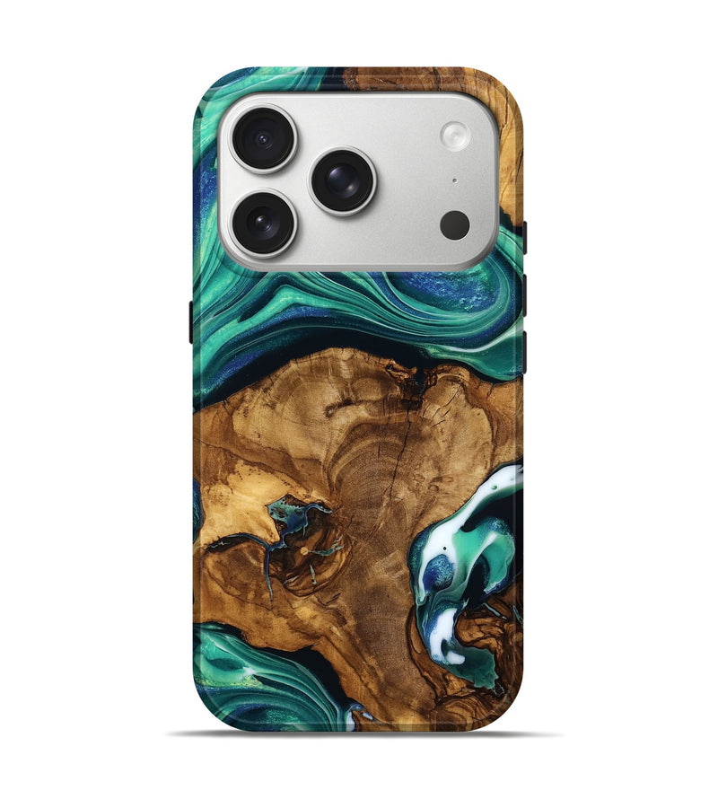 iPhone 17 Pro Wood Live Edge Phone Case - Orval (Green, 787796)