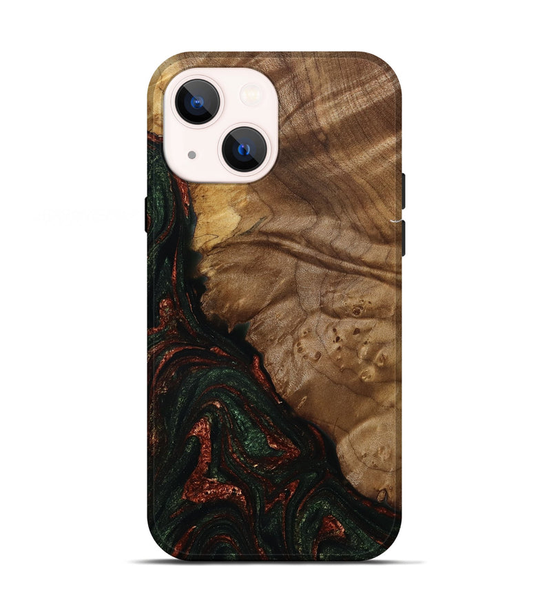 iPhone 13 Wood Live Edge Phone Case - Yandel (Green, 787943)