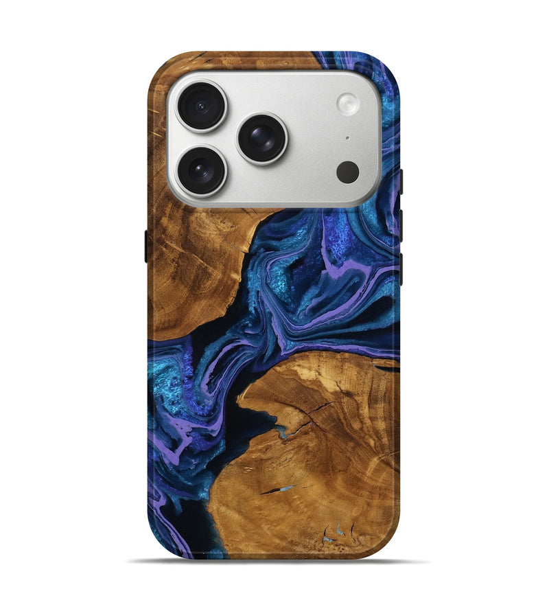 iPhone 17 Pro Wood Live Edge Phone Case - Brody (Blue, 787945)