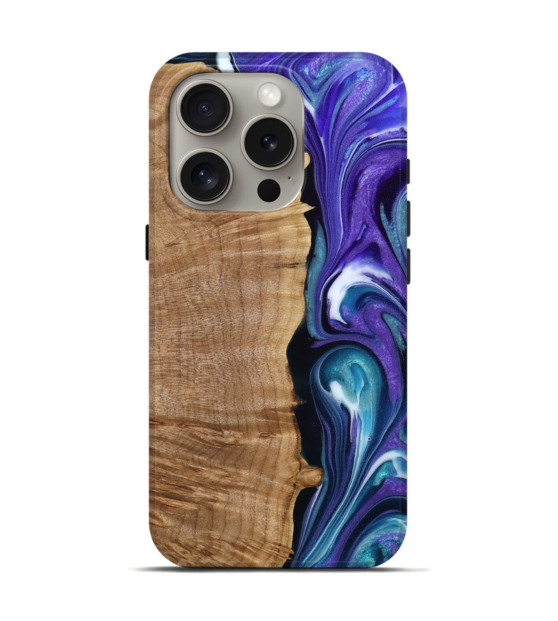 iPhone 16 Pro Wood Live Edge Phone Case - Raya (Purple, 787947)