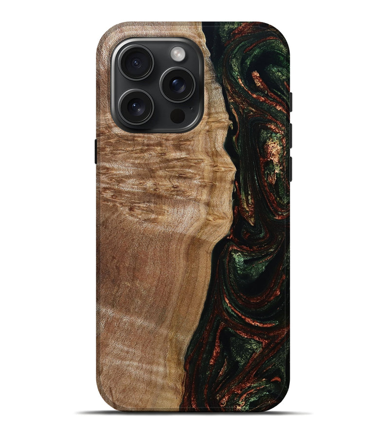 iPhone 16 Pro Max Wood Live Edge Phone Case - Zina (Green, 787960)