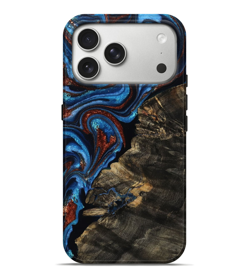 iPhone 17 Pro Max Wood Live Edge Phone Case - Laney (Teal & Gold, 787964)