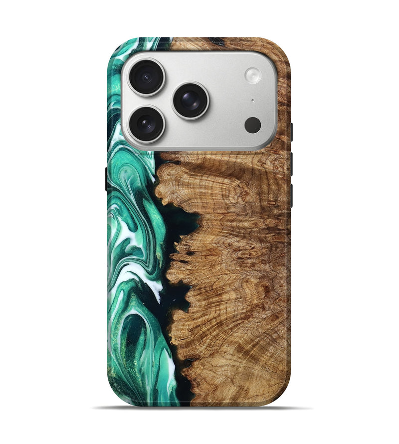 iPhone 17 Pro Wood Live Edge Phone Case - Barton (Green, 787974)