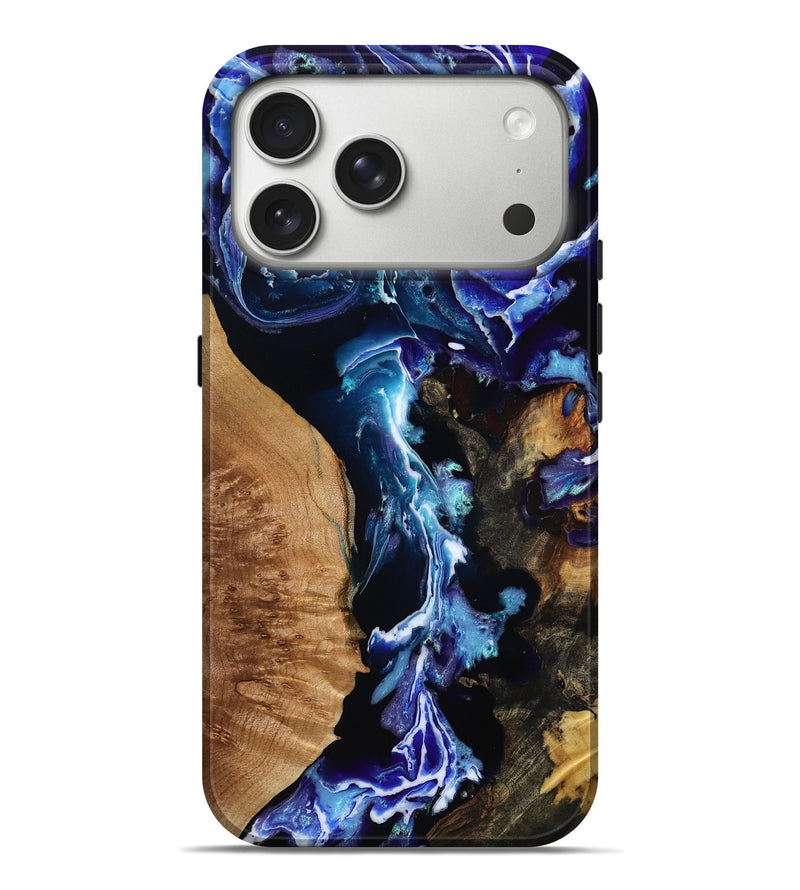 iPhone 17 Pro Max Wood Live Edge Phone Case - Russel (Blue, 788272)