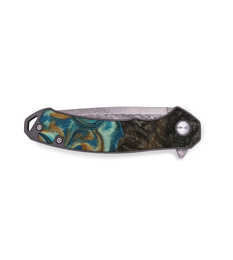EDC Wood Pocket Knife - Evelin (Teal & Gold, 788374)