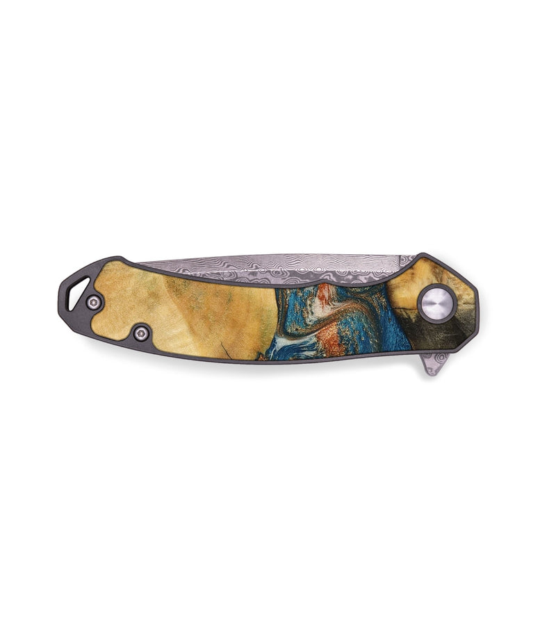 EDC Wood Pocket Knife - Carmelo (Teal & Gold, 788385)