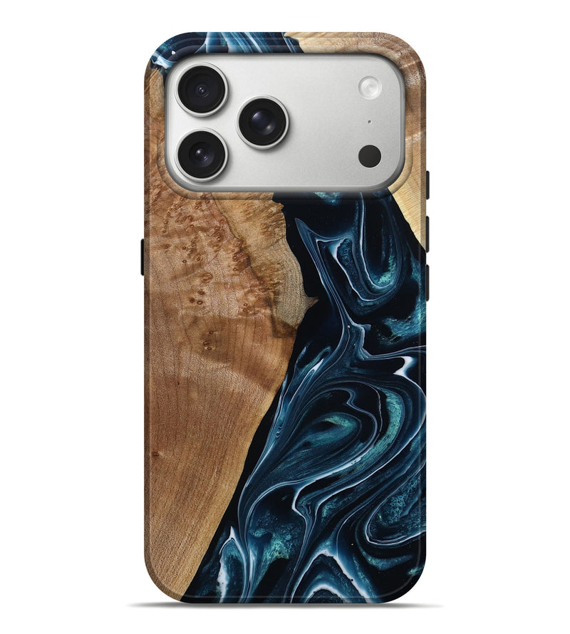 iPhone 17 Pro Max Wood Live Edge Phone Case - Sharyn (Blue, 788624)