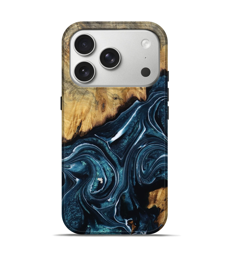 iPhone 17 Pro Wood Live Edge Phone Case - Romina (Blue, 788628)