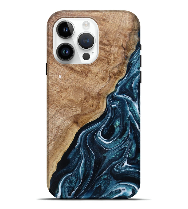 iPhone 15 Pro Max Wood Live Edge Phone Case - Karol (Blue, 788630)
