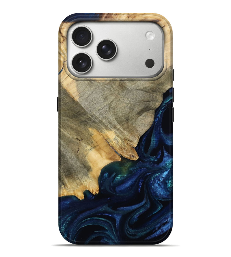 iPhone 17 Pro Max Wood Live Edge Phone Case - Era (Blue, 788642)