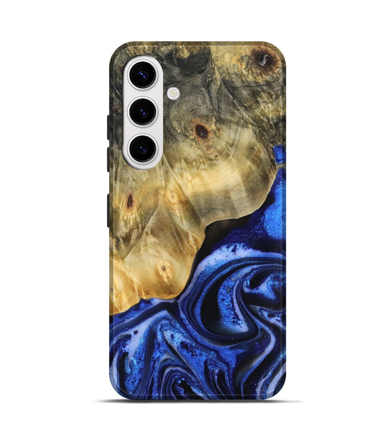Galaxy S25 Wood Live Edge Phone Case - Memphis (Blue, 788862)