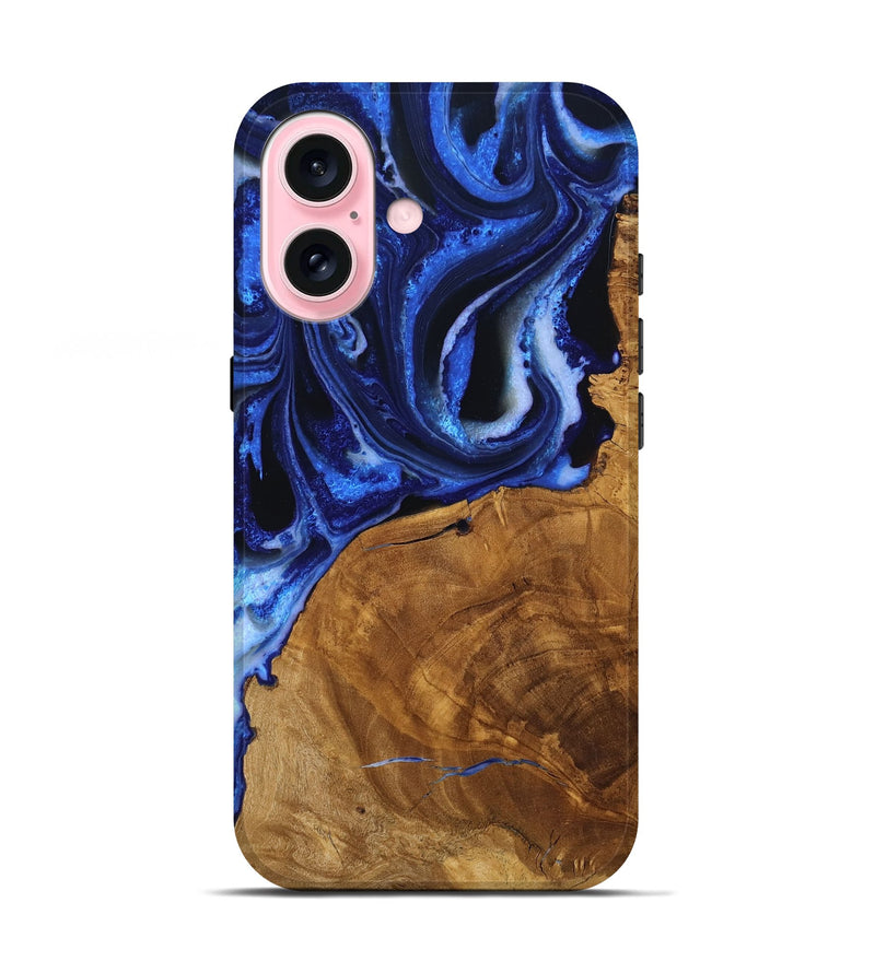 iPhone 17 Wood Live Edge Phone Case - Nettie (Blue, 788870)