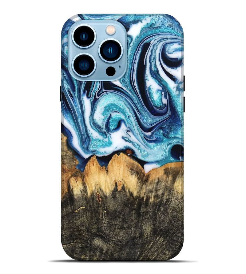 iPhone 14 Pro Max Wood Live Edge Phone Case - Bryana (Blue, 788871)