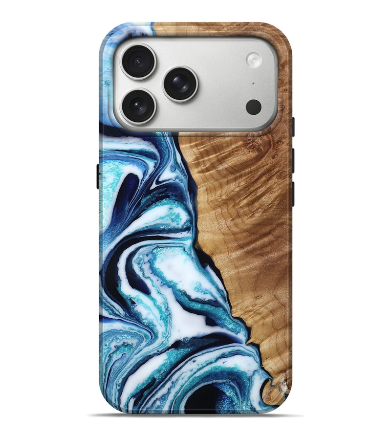 iPhone 17 Pro Max Wood Live Edge Phone Case - Rodolfo (Blue, 788872)