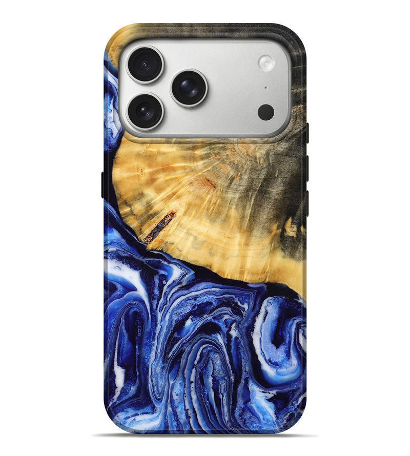 iPhone 17 Pro Max Wood Live Edge Phone Case - Myranda (Blue, 788873)