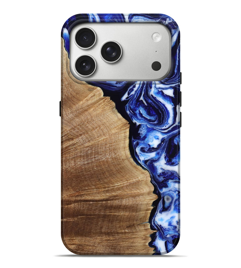 iPhone 17 Pro Max Wood Live Edge Phone Case - Inaya (Blue, 788876)