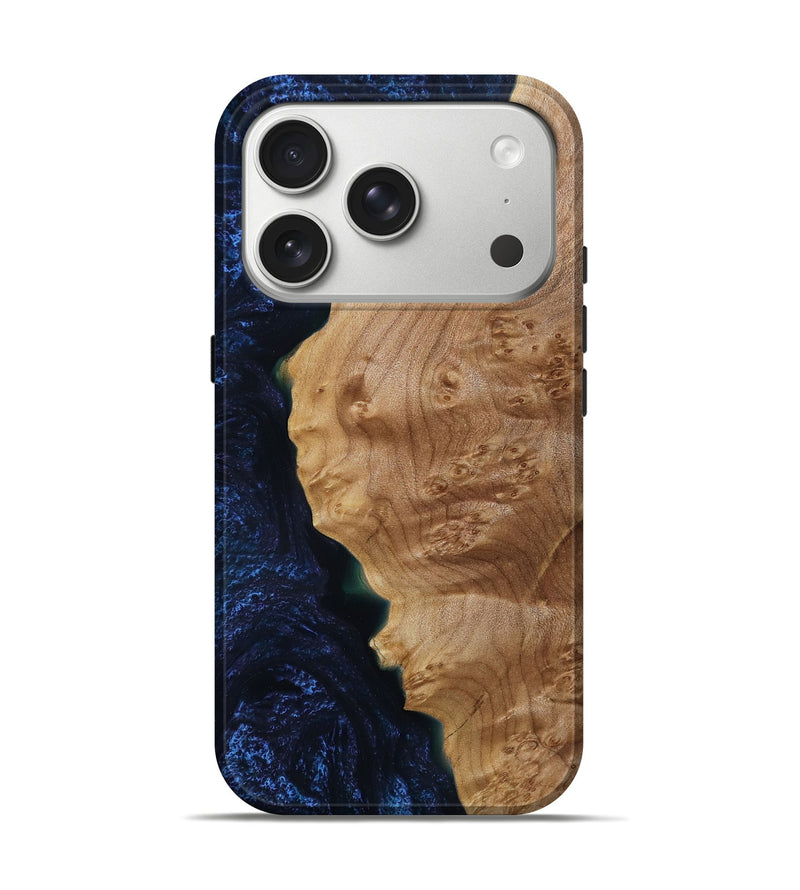 iPhone 17 Pro Wood Live Edge Phone Case - Mac (Blue, 788881)