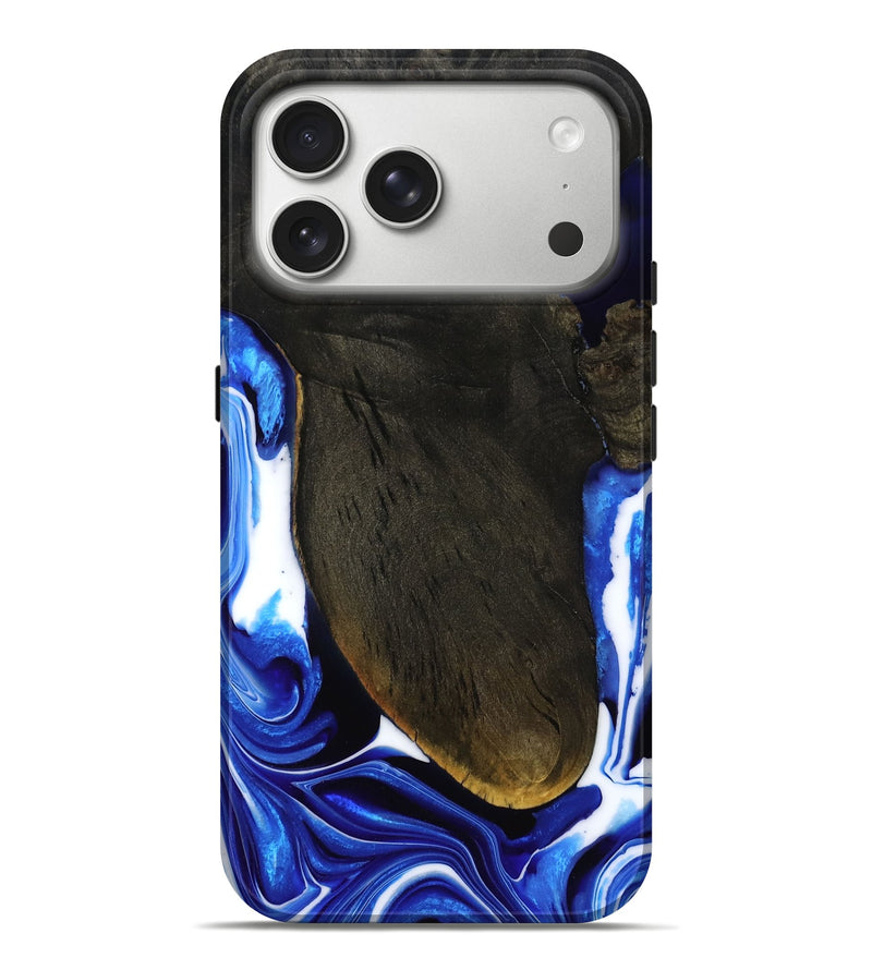 iPhone 17 Pro Max Wood Live Edge Phone Case - Holly (Blue, 788884)