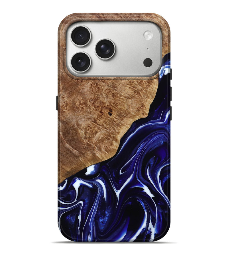 iPhone 17 Pro Max Wood Live Edge Phone Case - Carlie (Blue, 788885)