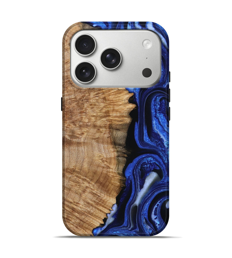 iPhone 17 Pro Wood Live Edge Phone Case - Quinten (Blue, 788890)