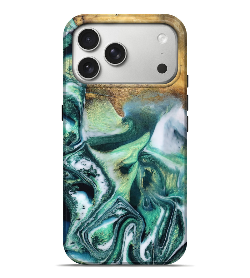 iPhone 17 Pro Max Wood Live Edge Phone Case - Spencer (Green, 788892)