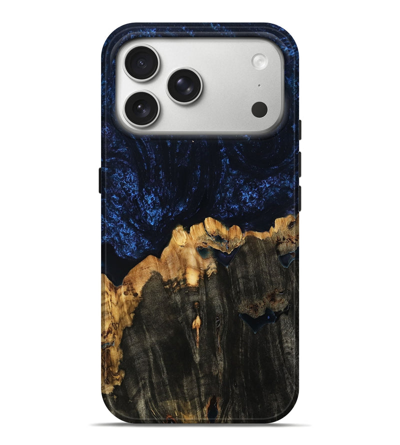 iPhone 17 Pro Max Wood Live Edge Phone Case - Riley (Blue, 788899)
