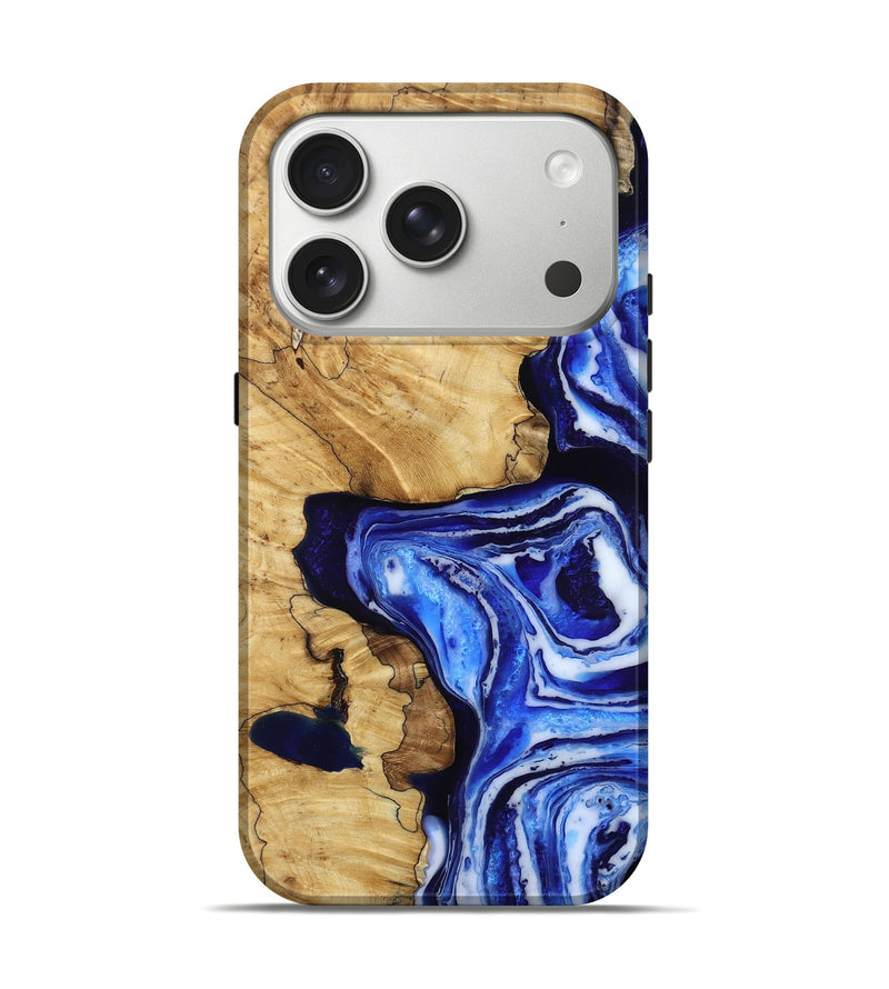 iPhone 17 Pro Wood Live Edge Phone Case - Linsey (Blue, 788902)