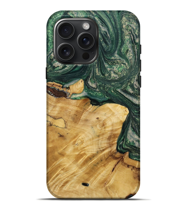 iPhone 16 Pro Max Wood Live Edge Phone Case - Leota (Green, 788903)