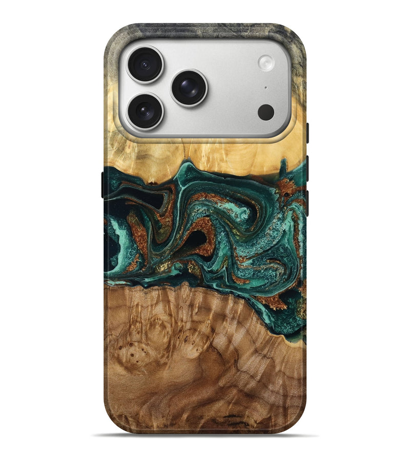 iPhone 17 Pro Max Wood Live Edge Phone Case - Celina (Green, 788905)