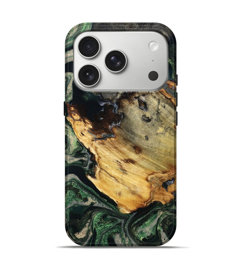 iPhone 17 Pro Wood Live Edge Phone Case - Iliana (Green, 788906)