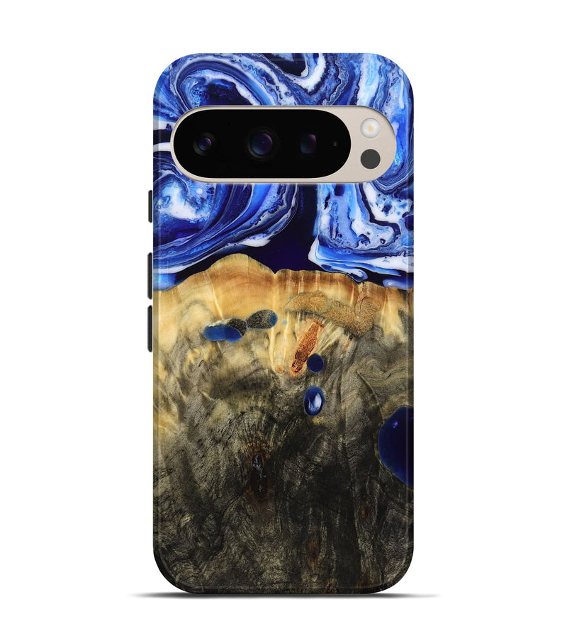 Pixel 9 Pro Wood Live Edge Phone Case - Tyra (Blue, 788909)