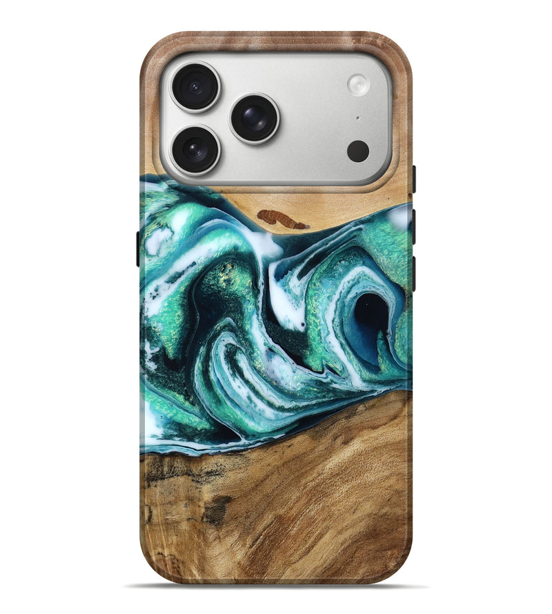 iPhone 17 Pro Max Wood Live Edge Phone Case - Andie (Green, 788911)