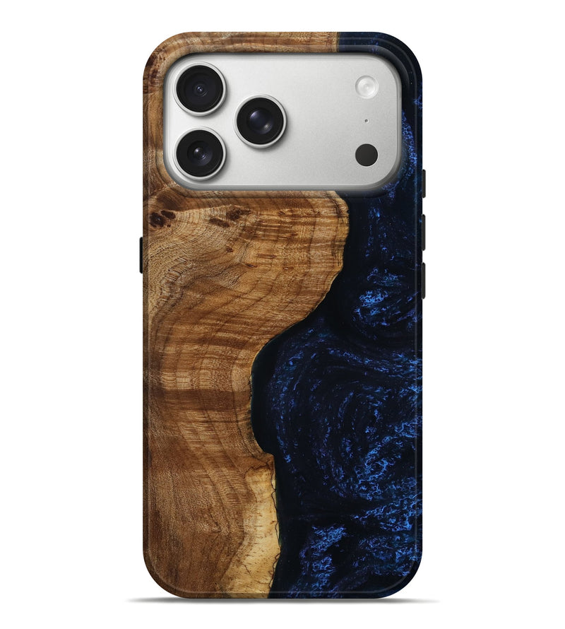 iPhone 17 Pro Max Wood Live Edge Phone Case - Mettie (Blue, 788913)