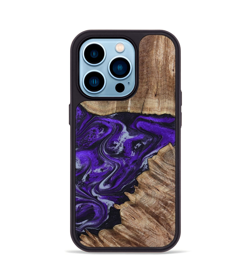 iPhone 14 Pro Wood Phone Case - Peggie (Purple, 789020)