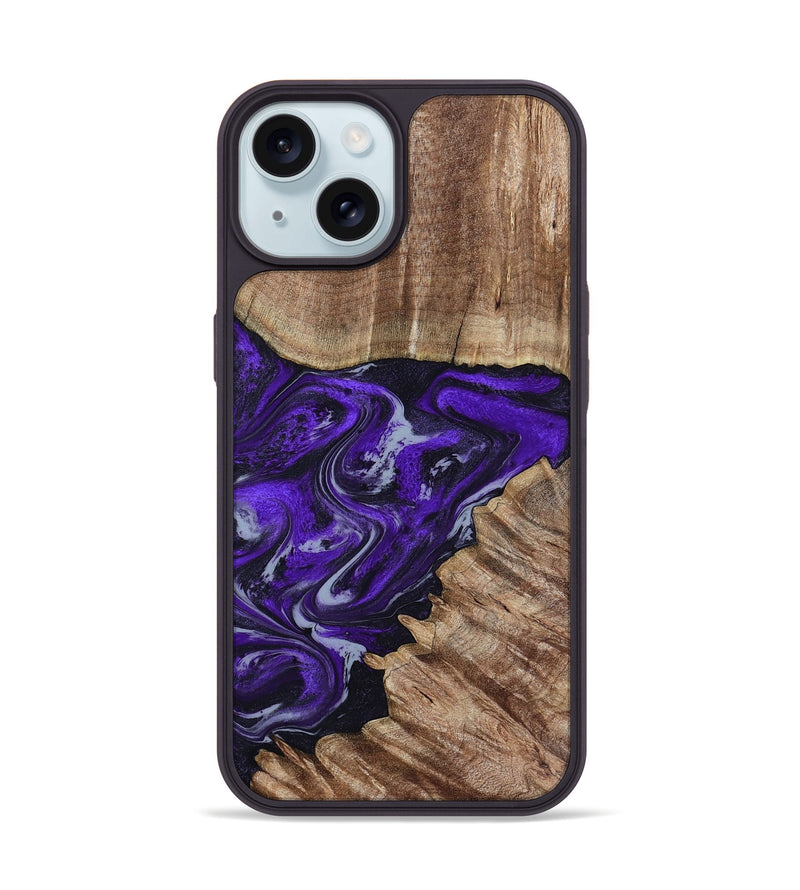 iPhone 15 Wood Phone Case - Peggie (Purple, 789020)