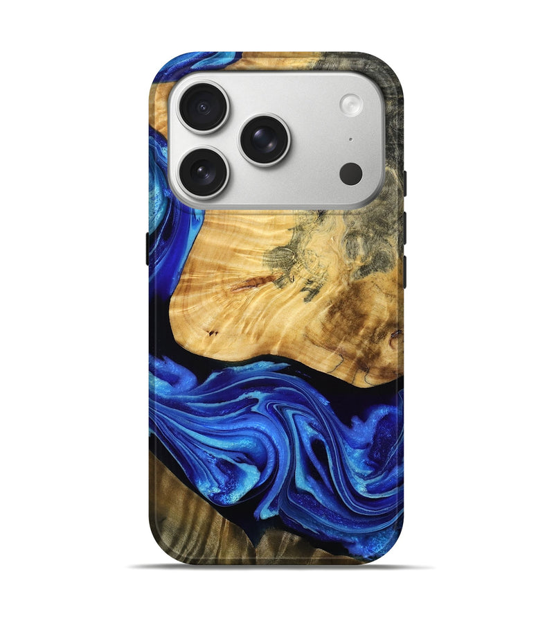 iPhone 17 Pro Wood Live Edge Phone Case - Nikki (Blue, 789062)