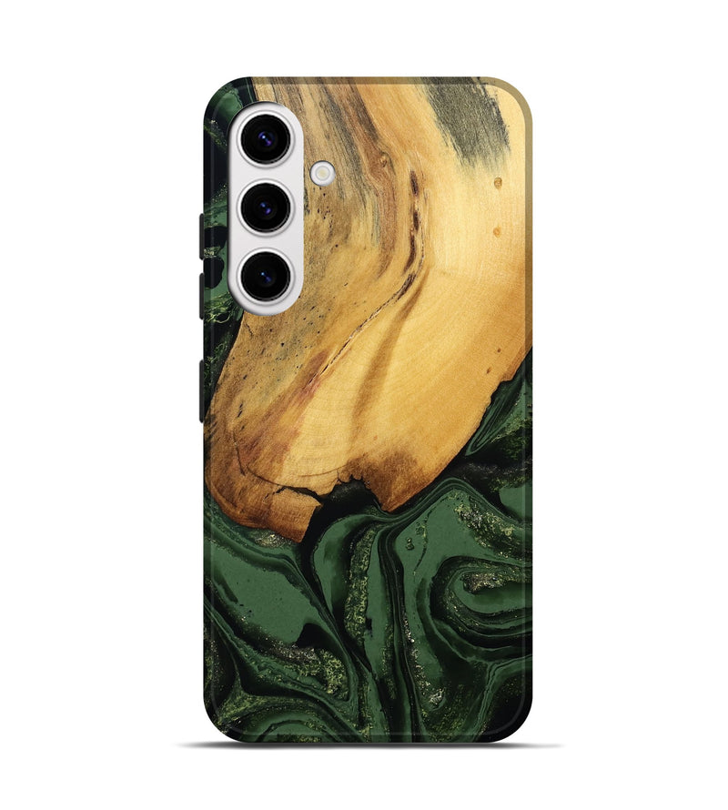 Galaxy S25 Wood Live Edge Phone Case - April (Green, 789064)