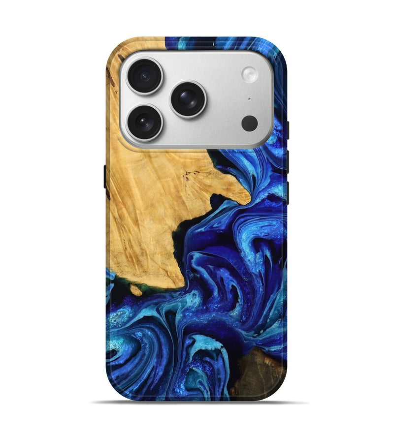 iPhone 17 Pro Wood Live Edge Phone Case - Maren (Blue, 789079)