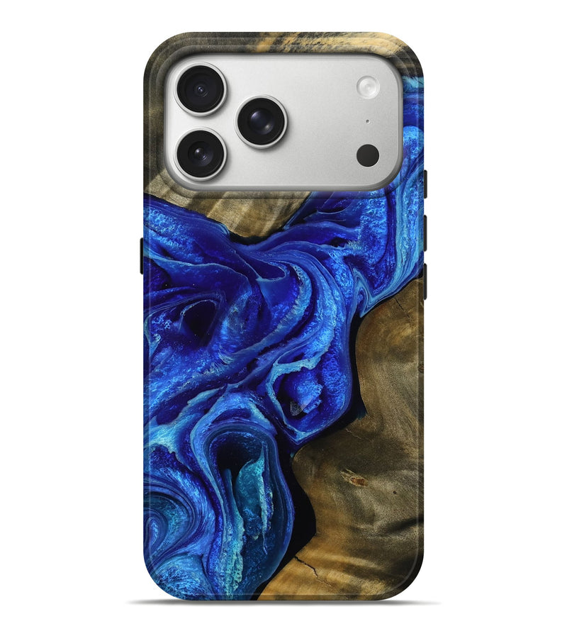 iPhone 17 Pro Max Wood Live Edge Phone Case - Dimitri (Blue, 789081)