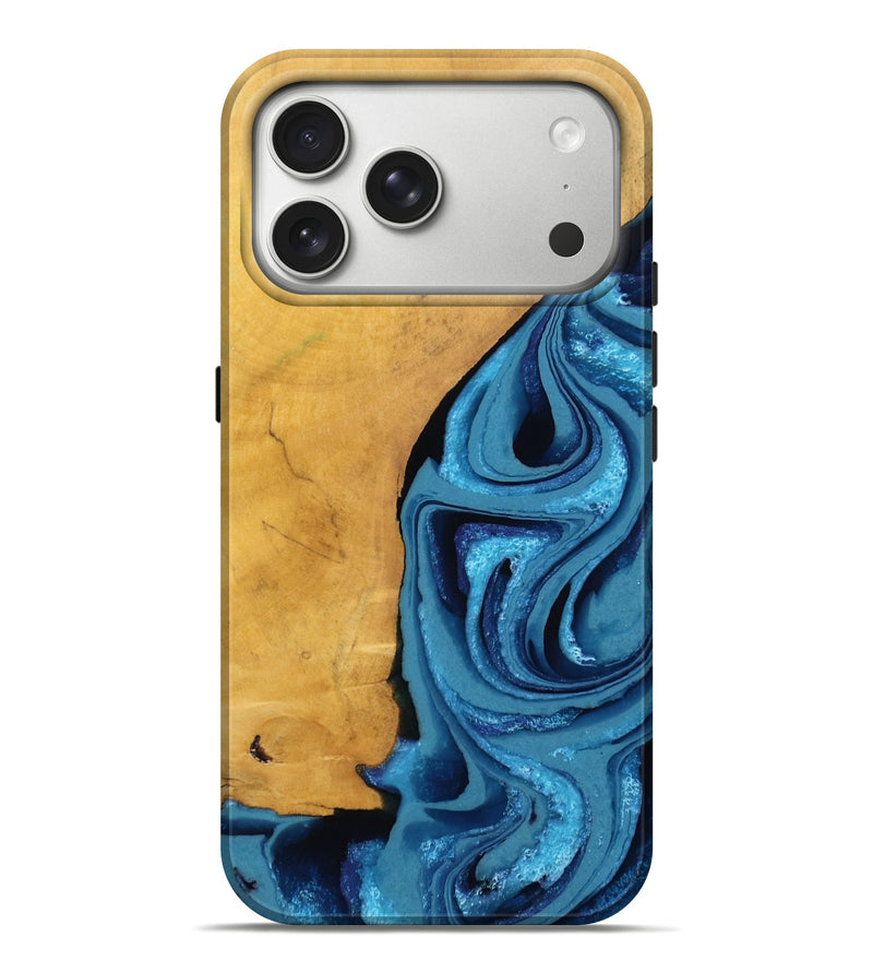 iPhone 17 Pro Max Wood Live Edge Phone Case - Bree (Blue, 789083)