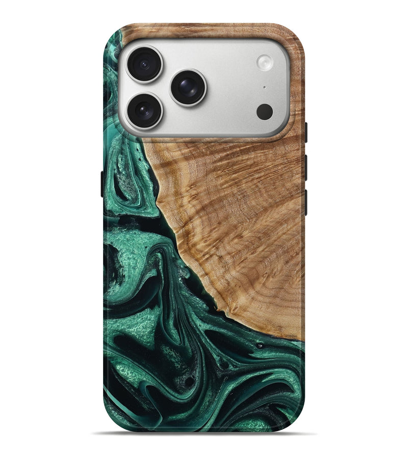iPhone 17 Pro Max Wood Live Edge Phone Case - Oma (Green, 789261)
