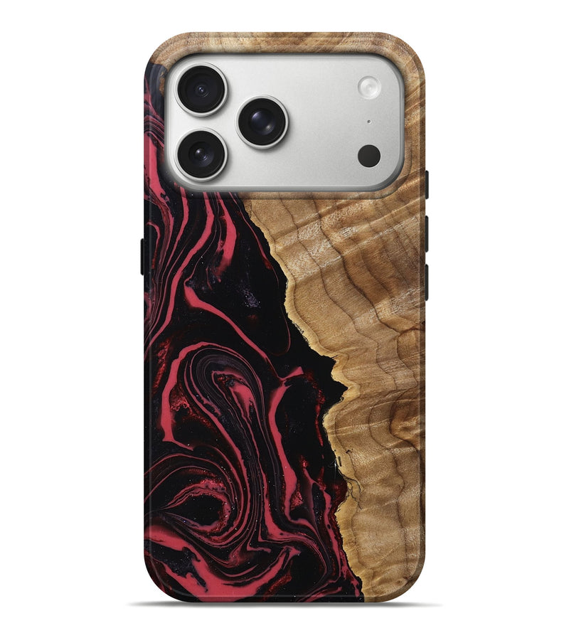 iPhone 17 Pro Max Wood Live Edge Phone Case - Myrtice (Red, 789271)