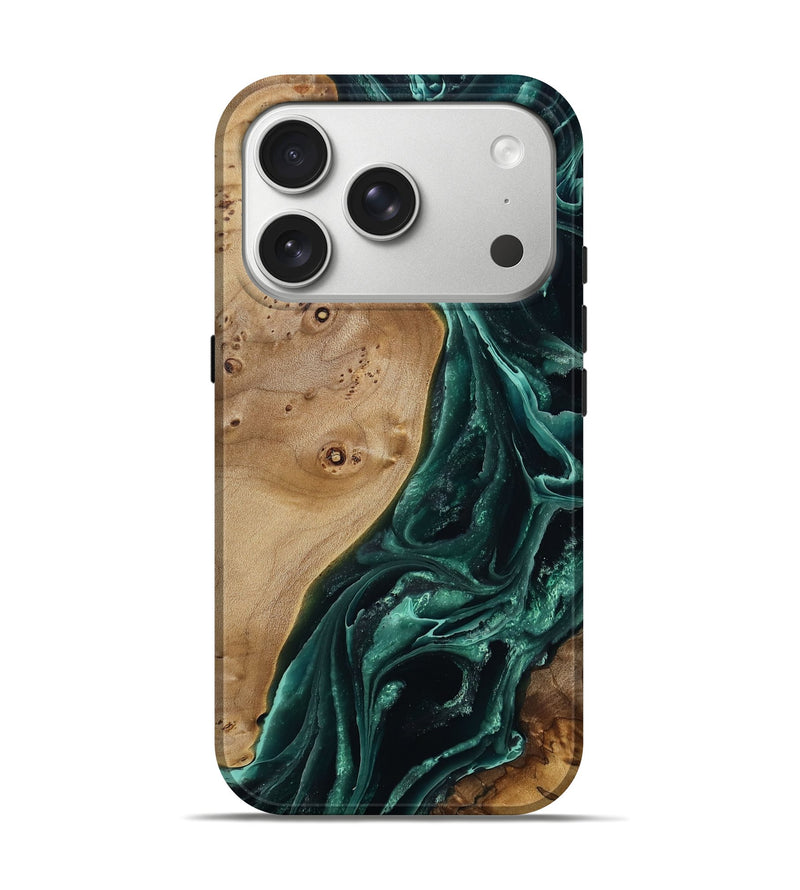 iPhone 17 Pro Wood Live Edge Phone Case - Mandy (Ancient Olive, 789274)