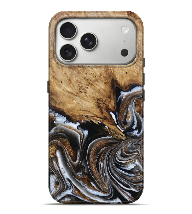 iPhone 17 Pro Max Wood Live Edge Phone Case - Lennox (Black & White, 789282)