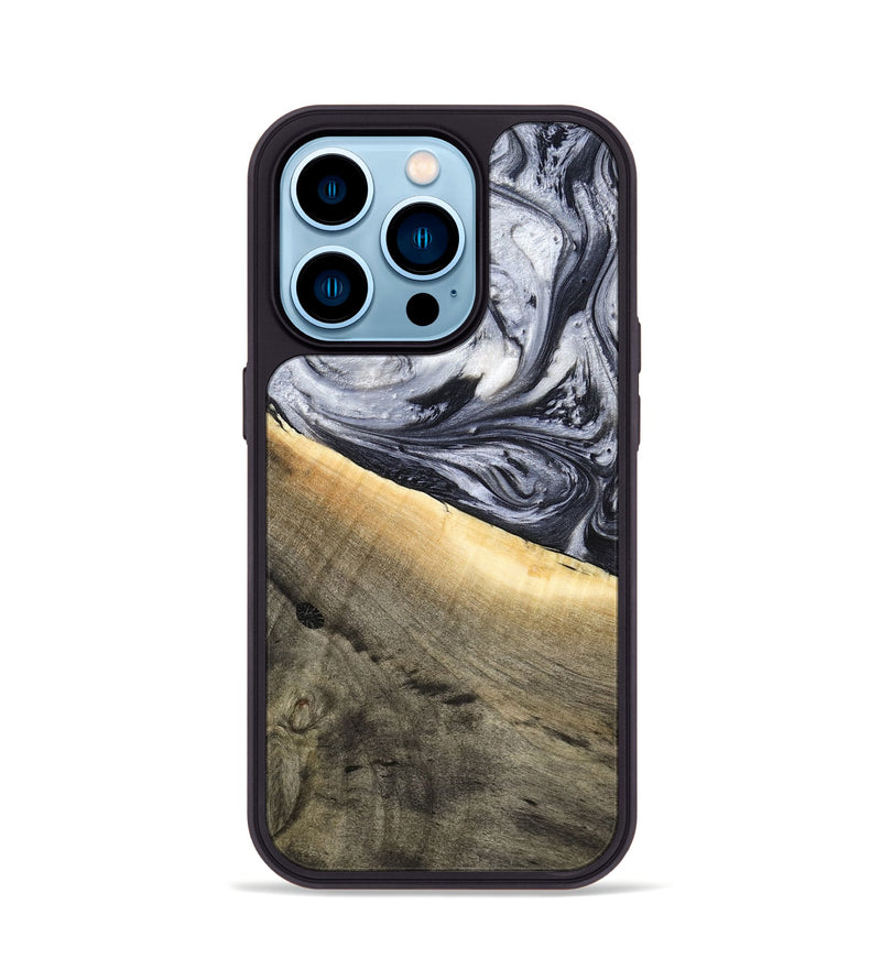 iPhone 14 Pro Wood Phone Case - Akeelah (Black & White, 789415)