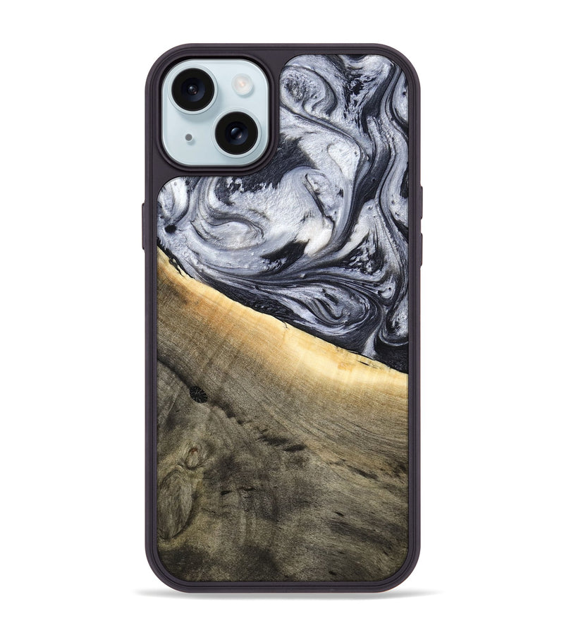 iPhone 15 Plus Wood Phone Case - Akeelah (Black & White, 789415)