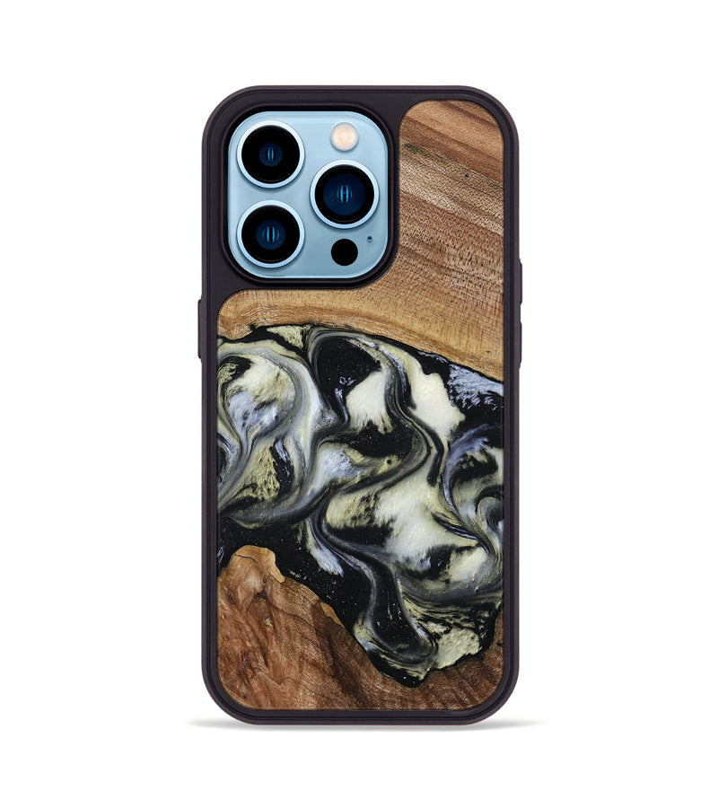 iPhone 14 Pro Wood Phone Case - Jessica (Black & White, 789417)