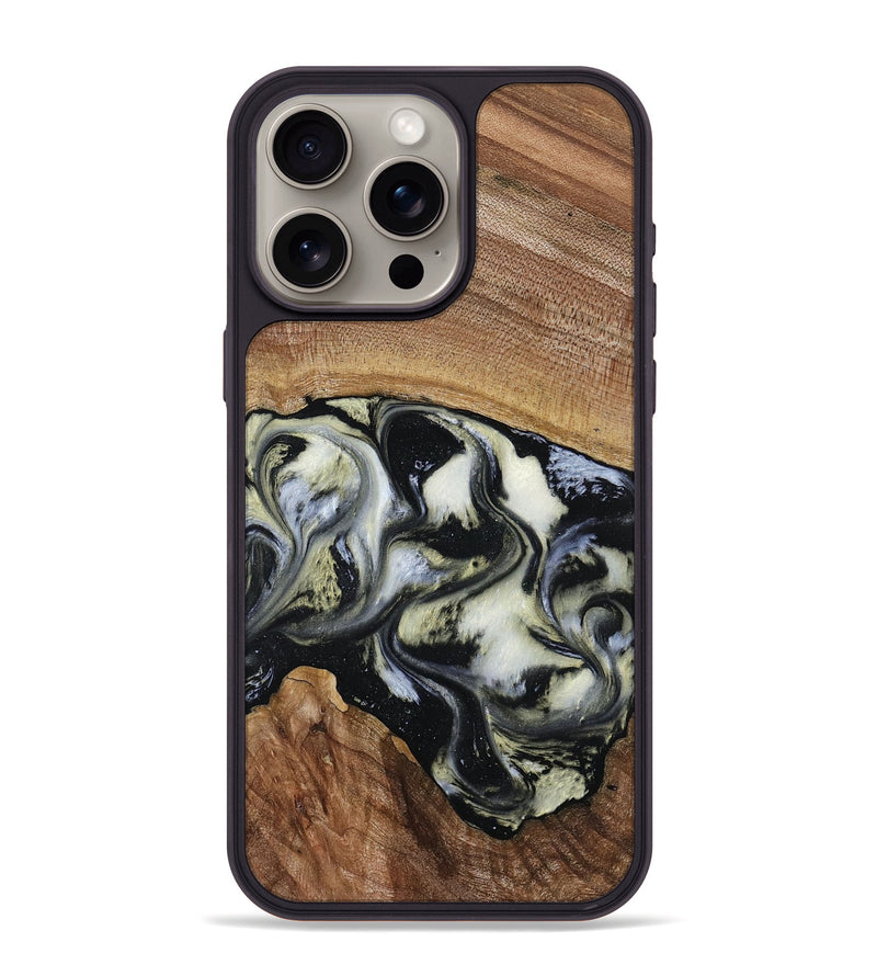 iPhone 15 Pro Max Wood Phone Case - Jessica (Black & White, 789417)