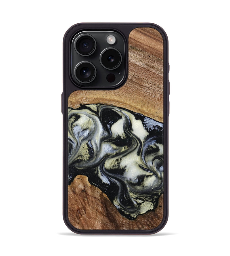 iPhone 15 Pro Wood Phone Case - Jessica (Black & White, 789417)