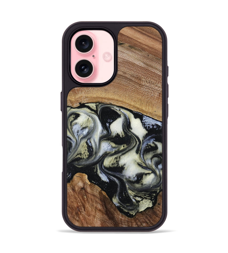 iPhone 16 Wood Phone Case - Jessica (Black & White, 789417)